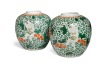 A pair of Chinese famille verte porcelain ginger jars in the Kangxi style,