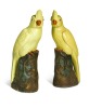 A pair of Chinese yellow porcelain cockatoos, 20th century,