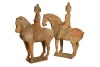 Two Chinese terracotta horses with female riders, Tang Dynasty or later,