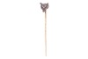 A Victorian gem-set fox stick pin, composed of a fox&rsquo;s head set with rose-cut diamonds, with ruby cabochon eyes, in bicolour metal, leading to a yellow metal pin surface tested as 18ct, in a fitted box; 1.3 grams Please note: Unless otherwise stated, lots