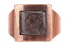 An early 19th century mourning ring, with plaited hair behind the central glass compartment, engraved to the interior: &lsquo;John Hinsum, 26 May, 1802, At 60&rsquo;, in a rose metal mount, surface tested as 9ct, size Q, together with a Victorian onyx and seed pearl - 4