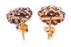 A pair of diamond-set floral earrings, with a central old-cut diamond, each with an estimated carat weight of 0.42ct, surrounded by nine smaller old-cut diamonds, with millegrain detailing, in bi-colour metal mounts, with later added post fittings hallmar - 2