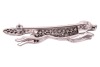 A diamond-set fox brooch, sculpted as a running fox, fully encrusted with single-cut diamonds, with a ruby cabochon as eye, later brooch fittings to the reverse, unmarked white metal surface testing as 18ct, 4.0 cm wide, 4.1 grams. Please note: Unless oth - 2