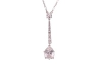 A French Belle &Eacute;poque old-cut diamond lavalier necklace, with an estimated total diamond weight of 2.50ct, consisting of a pear-shaped old-cut diamond in claw-setting, suspending from a tapered and articulated bar with millgrain details set with a row of 