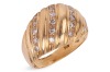Grima - a diamond-set bombe ring, of ribbed design, embellished with four rows of single-cut diamonds, leading to a tapering shank, yellow metal marked '18K', size Q, 8.0 grams. Unsigned. This is a bespoke piece made alongside a band ring, which was signe