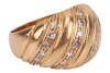 Grima - a diamond-set bombe ring, of ribbed design, embellished with four rows of single-cut diamonds, leading to a tapering shank, yellow metal marked '18K', size Q, 8.0 grams. Unsigned. This is a bespoke piece made alongside a band ring, which was signe - 2
