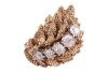 A Modernist diamond-set cocktail ring in the form of a textured foliate, the stylised and layered foliate mount claw-set with five old-cut diamonds, with an estimated total weight of 1.18ct, in unmarked yellow metal surface testing as 14ct, ring head 2.7 - 2