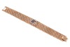 A gem-set bracelet of floral design, centred with a stylised flowerhead set with circular-cut sapphires and diamond accents, to a woven chain of wickerwork pattern, completed with a concealed lever clasp, centrepiece stamped '800 and 585', chain bearing B - 2