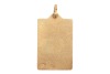 An enamel religious pendant; the rectangular pendant with Florentine finish, depicting a Medieval-style Jesus, set with polychromatic champleve enamel, suspended from a loop bail, in yellow metal bearing Italian assay marks '750', and maker's mark for Tra - 2