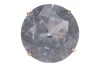 A large synthetic spinel dress ring; set with a round synthetic spinel in pale blue, claw set to a yellow metal mount with floral motif shoulders, to a tapered D-profile shank, marked as '14k', ring head measures 1.9 cm across, ring size M&frac12;, total weight - 2