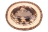 A large smoky quartz pendant cum brooch, containing a large oval-cut smoky quartz of 3.5 x 2.5 cm, claw-set to an oval surround with coiled edge, hinged bail and brooch fittings to the reverse, unmarked pinkish-yellow metal surface testing as 14ct, 5.0 cm