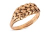 A braided ring in 18ct yellow gold, of woven design leading to tapering shank, London 1919, size S&frac12;, 5.4 grams.