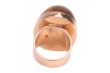 A tiger's eye pinky ring, featuring a large tiger's eye high dome cabochon, measuring 20.7 x 16.6 x 10.3 mm, in a collet to a wide tapering flat shank, yellow metal marked 'K14', size E, 12.8 grams. - 3