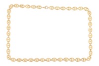 A long heavy anchor link chain, fastened with lobster clasp, marked as '750', link width 8.8 mm, overall measuring 61.0 cm in length, total weight of item: 97.68 grams.