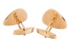 A pair of triangular cufflinks of reeded design, fitted with swivel backs, unmarked yellow metal surface testing as 18ct, cufflink motif measures 2.4 cm across, total weight of item 46.85 grams. Please note: Unless otherwise stated, lots have been tested - 2