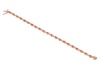 A ruby and diamond line bracelet, comprising a series of oval-cut rubies in articulated claw mounts, flanked by single-cut diamond accents, concealed tongue clasp, yellow metal stamped '14K', overall length 18.0 cm, 7.7 grams. - 3