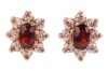 A small group of jewellery; The first piece a synthetic colour-change sapphire ring, in a six-claw setting, to a yellow metal ring shank surface testing as 18ct, N &frac12;, 6.5 grams; The second a pair of paste and cubic zirconia floral cluster ear studs, to po - 4