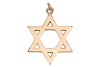 A Star of David pendant, with engraved striations, on a suspension loop, hallmark partially rubbed, yellow metal surface testing as 14ct, 2.7 cm wide, 7.1 grams. Please note: Unless otherwise stated, lots have been tested using an electronic tester. This - 2