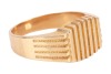 A signet ring with parallel ridged decoration, to a tapering flat shank stamped '18ct', size Z, 15.53 grams. - 3
