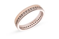 A diamond-set eternity band, in 18ct white gold, channel-set with round brilliant diamonds, to a flat-shaped band measuring approximately 4.2mm wide, size N; 4.6 grams