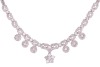 A diamond-set fringe-style necklace, composed of diamond-set openwork links with millegrain detailing, connected with round brilliant diamonds measuring between 3.2mm to 4mm each, suspending six diamond-set floral cluster drops and a larger removable diam - 2