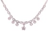 A diamond-set fringe-style necklace, composed of diamond-set openwork links with millegrain detailing, connected with round brilliant diamonds measuring between 3.2mm to 4mm each, suspending six diamond-set floral cluster drops and a larger removable diam - 3