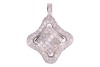 A diamond-set pendant, of rounded lozenge outline, featuring a central panel of princess-cut diamonds, in an invisible setting, within a pav&eacute;-set diamond surround, to a diamond-set bail, in white metal marked &lsquo;750&rsquo;, measuring approximately 39mm including 