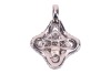 A diamond-set pendant, of rounded lozenge outline, featuring a central panel of princess-cut diamonds, in an invisible setting, within a pav&eacute;-set diamond surround, to a diamond-set bail, in white metal marked &lsquo;750&rsquo;, measuring approximately 39mm including - 2