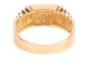 A signet ring in 18ct yellow gold, with a polished vacant rectangular head, between fluted shoulders leading to a flat shank, British import marks, size U, 6.7 grams. - 4