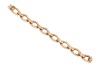 An angular link bracelet, composed of stylised hexagonal openwork links, each connected by a domed rectangular link with Florentine finish, completed with an integral box clasp and additional safety catch, 16.5cm in length, 1.0cm in width, the clasp marke - 2