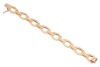 An angular link bracelet, composed of stylised hexagonal openwork links, each connected by a domed rectangular link with Florentine finish, completed with an integral box clasp and additional safety catch, 16.5cm in length, 1.0cm in width, the clasp marke - 3