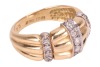 A diamond-set dress ring, of tapered and fluted design, with three decorative bands of round brilliant-cut diamonds, estimated total weight 0.20ct, in two-toned metal stamped '18ct', size N, 6.51 grams. - 3