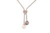 A double pearl lariat necklace, composed of pocorn link chain, with two cultured pearls at each terminal, of cream and grey body colour, measuring approximately 12.2mm each, set beneath a diamond-set stylised heart motif, in white metal marked &lsquo;18K&rsquo;, with - 3