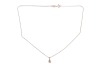 A diamond-set solitaire pendant, claw-set with a round brilliant diamond measuring approximately 4.25mm with an estimated carat weight of 0.28ct, in a teardrop-shaped pendant, to a white metal chain with bolt ring clasp, marked &lsquo;14K&rsquo;, measuring approximat - 2