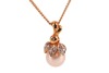 A cultured pearl and diamond necklace and a pair of cultured pearl and diamond earrings; the necklace comprising a 8.3mm cream cultured pearl detailed with a diamond-set surmount of foliate design, to a stylized bale and suspended from an 18ct fine curb-l - 2