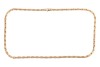 An Italian textured-link necklace, featuring a series of textured rounded-box links completed with a lobster clasp, stamped 750, 61.5cm in length, 31.5 grams.