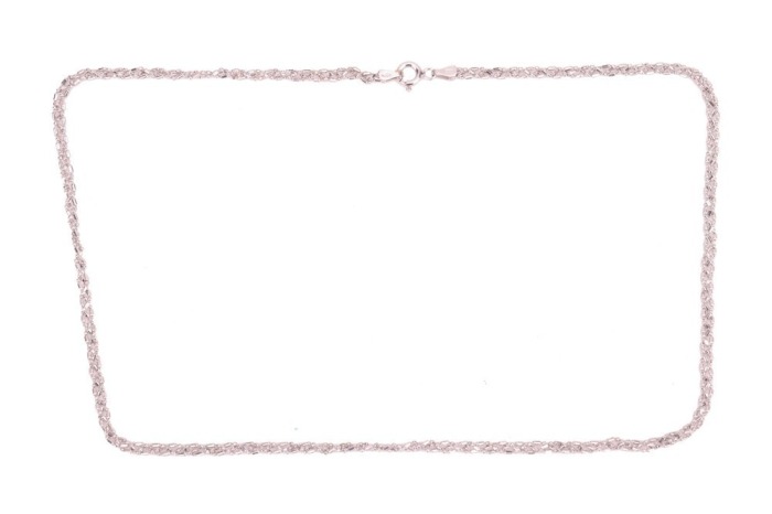 A braided ball link chain, completed with a spring-ring clasp, Italian assay marks for 18ct, overall length 44.0 cm, 6.6 grams.