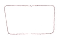 A braided ball link chain, completed with a spring-ring clasp, Italian assay marks for 18ct, overall length 44.0 cm, 6.6 grams.