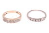 Two rings; comprising a diamond-set seven-stone ring, in a white metal mount marked &lsquo;750&rsquo;, size N, together with a diamond-set dress ring, grain-set with round brilliant diamonds in a 9ct yellow gold mount, size L; 4.8 grams (2) - 2
