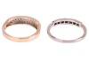 Two rings; comprising a diamond-set seven-stone ring, in a white metal mount marked &lsquo;750&rsquo;, size N, together with a diamond-set dress ring, grain-set with round brilliant diamonds in a 9ct yellow gold mount, size L; 4.8 grams (2) - 3