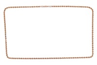 A twisted rope chain necklace, completed with a tube clasp, marked '9ct', overall length 46.0 cm, 5.1 grams.