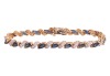 A sapphire and diamond-set bracelet, with marquise-cut sapphires, set at an angle, interspersed by diamond-set links, in a yellow metal mount, with integrated clasp and safety catch, marked &lsquo;14K&rsquo;, measuring approximately 18.9cm; 12.0 grams