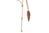 A double-strand diamond-set feather necklace, featuring a feather pendant, grain-set with round brilliant-cut diamonds and suspended from a yellow metal cable-link chain, the second cable link chain suspending a drop of three emerald-cut diamonds, intersp - 2