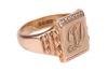 A signet ring, in 9ct yellow gold, the rectangular panel engraved with monogram &lsquo;GD&rsquo;, to shoulders with chevron-style detailing, to a court-shaped shank, the interior engraved with the following, &lsquo;Graham 15.10.66 from Lorraine and Rochelle&rsquo;, hallmarked Bi - 4