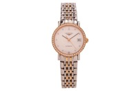 Longines - A Lady&rsquo;s Elegant Wristwatch Reference: L4.309.5 (Case Back marked internally &lsquo;9289/R592-595&rsquo;) Serial: 47257063 Bezel: Diamond-Set Case Material: Bi-Metal, Exhibition Case Back Case Diameter: Approximately 25mm Dial: Mother of Pearl, Pointed Bat