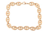 An anchor link bracelet, fastened with lobster clasp, marked as '750', link width 8.6 mm, overall measuring 23.0 cm in length, total weight of item 34.85 grams.