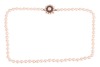 A cultured pearl necklace with gem-set clasp in 9ct gold, comprising a strand of round cultured pearls of 6.0 mm, hand-knotted to a cluster box clasp set with circular-cut sapphires and cultured pearls, British assay marks, overall length 50.0 cm, 30.4 gr