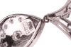 A diamond-set necklace, composed of a V-shaped bar, with diamond-set chevron detailing, suspending a pear-shaped diamond-set pendant, to a box-link chain measuring approximately 42cm, in white metal stamped &lsquo;585&rsquo;; 8.4 grams - 4