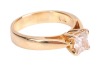 A diamond solitaire ring, featuring a central claw-set princess-cut diamond of estimated 0.44ct, to tapered shoulders leading to a yellow metal ring shank marked &lsquo;750&rsquo;, size H &frac12;, 4.2 grams. - 3