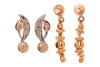 Two pairs of earrings; comprising a pair of paste-set earrings, of stylised foliate design, in 18ct gold mounts, with screw backs, together with a pair of faceted bead drop earrings, in yellow metal surface tested as 18ct; 5.7 grams (2) Please note: Unles